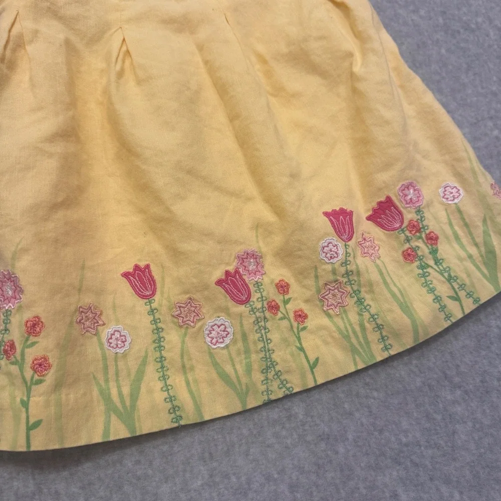 Old Navy Vintage‎ 2005 Yellow Linen Floral Embroidered Dress Shoes Set 18-24M